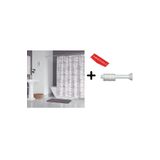 Zethome Banyo Duş Perdesi 1406 120x200 Perde Borusu Askı Aparatı 90x130 Hediyeli