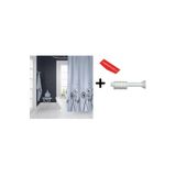 Zethome Banyo Duş Perdesi 2200 120x200 Perde Borusu Askı Aparatı 90x130 Hediyeli