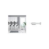 Zethome Banyo Duş Perdesi 3391 120x200 Perde Borusu Askı Aparatı 90x130 Hediyeli