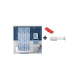 Zethome Banyo Duş Perdesi 4246 110x200 Perde Borusu Askı Aparatı 90x130 Hediyeli