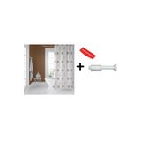Zethome Banyo Duş Perdesi 6969 120x200 Perde Borusu Askı Aparatı 90x130 Hediyeli