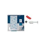 Zethome Banyo Duş Perdesi 7085 110x200 Perde Borusu Askı Aparatı 90x130 Hediyeli Mavi