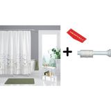 Zethome Banyo Duş Perdesi 8441 120X200 Perde Borusu Askı Aparatı 90X130 Hediyeli - Beyaz - 120 x 200