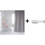 Zethome Banyo Duş Perdesi Gri 120 x 200 cm Perde Borusu Askı Aparatı 90 x 130 cm