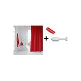 Zethome Banyo Duş Perdesi Kırmızı 120x200 Perde Borusu Askı Aparatı 90x130 Hediyeli