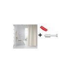 Zethome Banyo Duş Perdesi Krem 120x200 Perde Borusu Askı Aparatı 90x130 Hediyeli