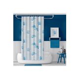 Zethome Banyo Perdesi 1x110x200 Tek Kanat Duş Perdesi Halka Hediyeli 7085 Yunuslu