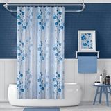 Zethome Banyo Perdesi 1x110x200 Tek Kanat Duş Perdesi Halka Hediyeli Duşakabin Perdesi 4246 Mavi