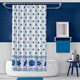 Zethome Banyo Perdesi 1x110x200 Tek Kanat Duş Perdesi Halka Hediyeli Duşakabin Perdesi 4910 Mavi