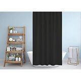Zethome Banyo Perdesi 1x120x200 Tek Kanat Duş Perdesi Halka Hediyeli Duşakabin Perdesi 0010 Siyah