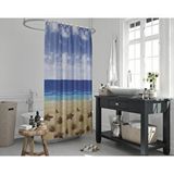 Zethome Banyo Perdesi 1x120x200 Tek Kanat Duş Perdesi Halka Hediyeli Duşakabin Perdesi 10019 Mavi
