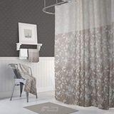 Zethome Banyo Perdesi 1x120x200 Tek Kanat Duş Perdesi Halka Hediyeli Duşakabin Perdesi 4247 Kahve Beyaz