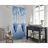 Zethome Banyo Perdesi 1x120x200 Tek Kanat Duş Perdesi Halka Hediyeli Duşakabin Perdesi 5322 Mavi