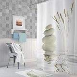 Zethome Banyo Perdesi 1x120x200 Tek Kanat Duş Perdesi Halka Hediyeli Duşakabin Perdesi Stone And Reed Beyaz