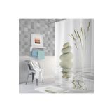 Zethome Banyo Perdesi 1x120x200 Tek Kanat Duş Perdesi Halka Hediyeli Duşakabin Perdesi Stone And Reed