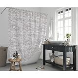 Zethome Banyo Perdesi 1x180x200 Tek Kanat Duş Perdesi Halka Hediyeli Duşakabin Perdesi 1406 Beyaz