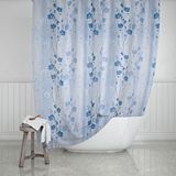 Zethome Banyo Perdesi 1x180x200 Tek Kanat Duş Perdesi Halka Hediyeli Duşakabin Perdesi 4246 Mavi