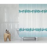 Zethome Banyo Perdesi 1x180x200 Tek Kanat Duş Perdesi Halka Hediyeli Duşakabin Perdesi 4642 Mavi