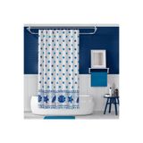 Zethome Banyo Perdesi 1x180x200 Tek Kanat Duş Perdesi Halka Hediyeli Duşakabin Perdesi 4910 Mavi