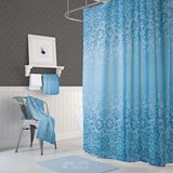 Zethome Banyo Perdesi 1x180x200 Tek Kanat Duş Perdesi Halka Hediyeli Duşakabin Perdesi 6303 Mavi