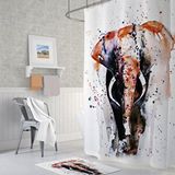 Zethome Banyo Perdesi 1x180x200 Tek Kanat Duş Perdesi Halka Hediyeli Duşakabin Perdesi Elephant Çok Renkli