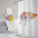 Zethome Banyo Perdesi 1x180x200 Tek Kanat Duş Perdesi Halka Hediyeli Duşakabin Perdesi Goldfish Beyaz