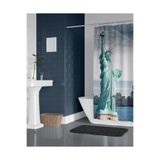 Zethome Banyo Perdesi 1x180x200 Tek Kanat Duş Perdesi Halka Hediyeli Duşakabin Perdesi New York
