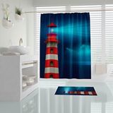 Zethome Banyo Perdesi 1x180x200 Tek Kanat Duş Perdesi Halka Hediyeli Duşakabin Perdesi Redhouse Mavi