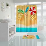 Zethome Banyo Perdesi 1x180x200 Tek Kanat Duş Perdesi Halka Hediyeli Duşakabin Perdesi Summer Sarı