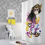Zethome Banyo Perdesi 1x180x200 Tek Kanat Duş Perdesi Halka Hediyeli Duşakabin Perdesi Sweet Baby Beyaz