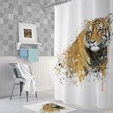 Zethome Banyo Perdesi 1x180x200 Tek Kanat Duş Perdesi Halka Hediyeli Duşakabin Perdesi Tiger Beyaz