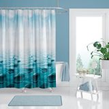 Zethome Banyo Perdesi 1x240x200 Tek Kanat Duş Perdesi Halka Hediyeli Duşakabin Perdesi 5075 Mavi
