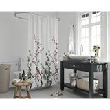 Zethome Banyo Perdesi 1x240x200 Tek Kanat Duş Perdesi Halka Hediyeli Duşakabin Perdesi 7766 Beyaz