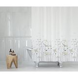 Zethome Banyo Perdesi 1x240x200 Tek Kanat Duş Perdesi Halka Hediyeli Duşakabin Perdesi 8441 Beyaz