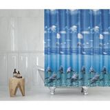 Zethome Banyo Perdesi 1x240x200 Tek Kanat Duş Perdesi Halka Hediyeli Duşakabin Perdesi 8852 Mavi