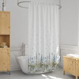 Zethome Banyo Perdesi 2558 1x180x200, Perde Borusu Askı Aparatı Köşe Boru Beyaz Hediyeli, Duş Perdesi Seti
