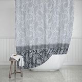 Zethome Banyo Perdesi 2x110x200 Çift Kanat Duş Perdesi Halka Hediyeli Duşakabin Perdesi 2102 Antrasit