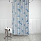 Zethome Banyo Perdesi 2x110x200 Çift Kanat Duş Perdesi Halka Hediyeli Duşakabin Perdesi 7085 Mavi