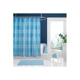 Zethome Banyo Perdesi 2x120x200 Çift Kanat Duş Perdesi Halka Hediyeli Duşakabin Perdesi 5033 Mavi