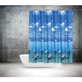 Zethome Banyo Perdesi 2x120x200 Çift Kanat Duş Perdesi Halka Hediyeli Duşakabin Perdesi 8852 Mavi