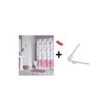 Zethome Banyo Perdesi 6020 1x180x200, Perde Borusu Askı Aparatı Köşe Boru Beyaz Hediyeli, Duş Perdesi Seti