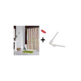Zethome Banyo Perdesi 6710 1x180x200, Perde Borusu Askı Aparatı Köşe Boru Beyaz Hediyeli, Duş Perdesi Seti