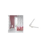 Zethome Banyo Perdesi 7017 1x180x200, Perde Borusu Askı Aparatı Köşe Boru Beyaz Hediyeli, Duş Perdesi Seti