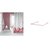 Zethome Banyo Perdesi 7017 1x180x200, Perde Borusu Askı Aparatı Köşe Boru Pembe Hediyeli, Duş Perdesi Seti