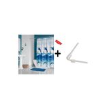 Zethome Banyo Perdesi 9515 1x180x200, Perde Borusu Askı Aparatı Köşe Boru Beyaz Hediyeli, Duş Perdesi Seti