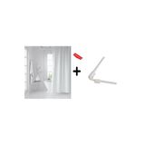 Zethome Banyo Perdesi Beyaz 1x180x200, Perde Borusu Askı Aparatı Köşe Boru Beyaz Hediyeli, Duş Perdesi Seti