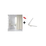 Zethome Banyo Perdesi Krem 1x180x200, Perde Borusu Askı Aparatı Köşe Boru Beyaz Hediyeli, Duş Perdesi Seti