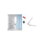 Zethome Banyo Perdesi Mavi 1x180x200, Perde Borusu Askı Aparatı Köşe Boru Beyaz Hediyeli, Duş Perdesi Seti