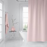 Zethome Banyo Perdesi Pudra 1x180x200, Perde Borusu Askı Aparatı Köşe Boru Beyaz Hediyeli, Duş Perdesi Seti