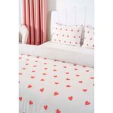 Zethome Çift Kişilik Nevresim Takımı Pamuklu Desenli Kırmızı Kalpler 200X215 cm - Beyaz - Kırmızı - 200 x 210 cm
